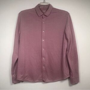 UNTUCKit Pique Polo BD Preppy Button Down Shirt Berry Red 100% Cotton Large